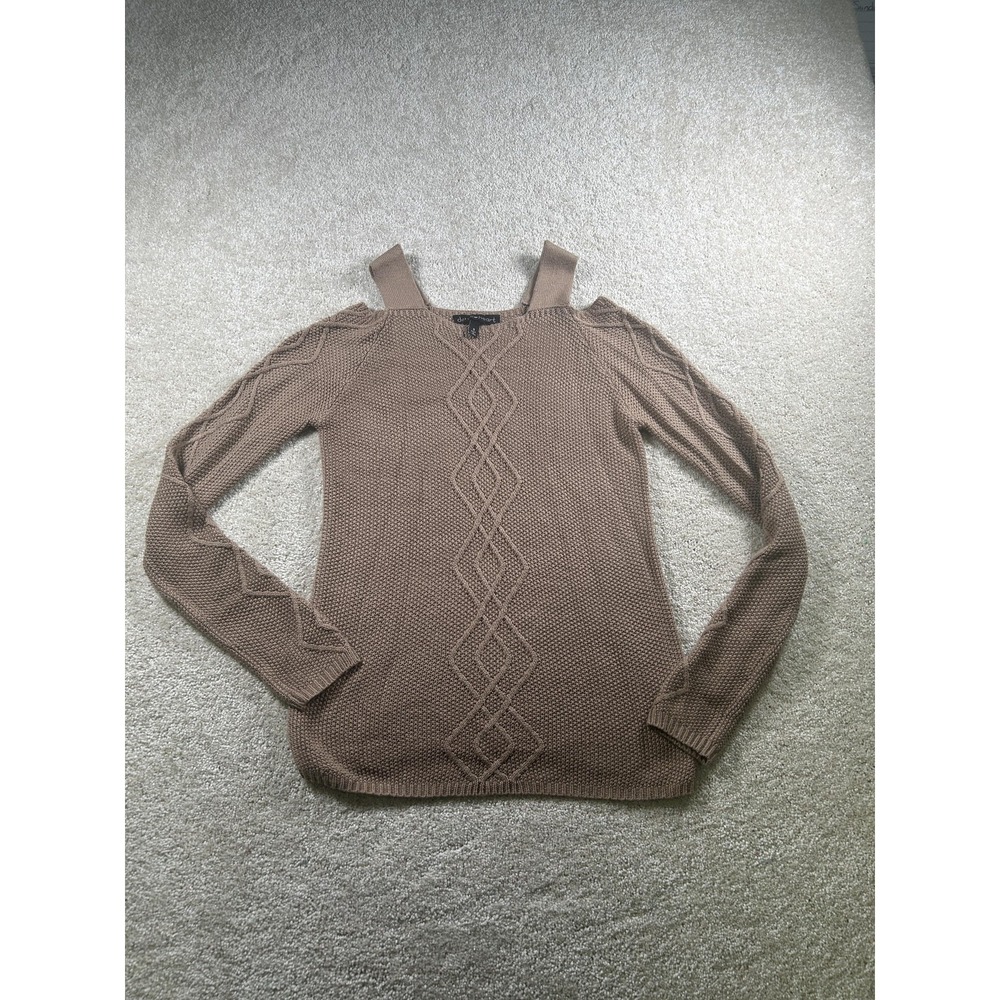 Derek Heart Sweater Womens Small Open Shoulder Knit Pullover Casual Top